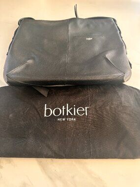 Botkier New York Black Pebbled Leather Hobo Shoulder Bag Slouchy Tote